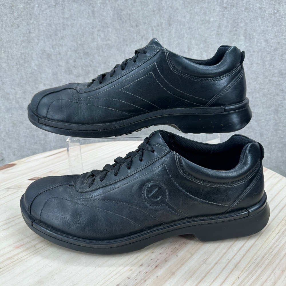 Ecco Oxford Shoes Mens 11-11.5 Black Leather Lace Up Casual Comfort Walking